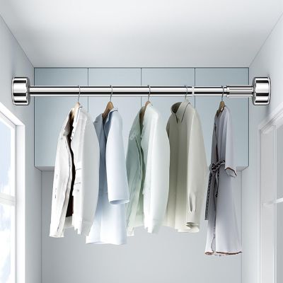 Adjustable Closet Rod, Telescopic Wardrobe Bar For Laundry Room Bathroom Living Room, Extendable Clothes Hanging Rack Shower Curtain Rod, No Drill ( Color : Metallic , Size : 70-120CM/27.5-47.2IN )