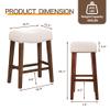 Larksperal 26" Counter Height Bar Stools - Modern Backless Kitchen Island Saddle Barstools Chairs with Footrest, Solid Wood Legs & Nailhead Trim Linen Fabric Cushion, Beige, Set of 2 view 3