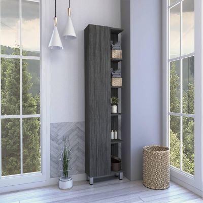 Mesnt Bathroom Cabinets Storage, 5-Shelf Linen Cabinet USB Oak