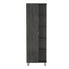 Mesnt Bathroom Cabinets Storage, 5-Shelf Linen Cabinet USB Oak view 4