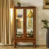 Mesnt Curio Cabinet Lighted Curio Diapaly Cabinet with Adjustable Shelves and Mirrored Back Panel, Tempered Glass Doors (Oak, 3 Tier) view 1