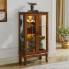 Mesnt Curio Cabinet Lighted Curio Diapaly Cabinet with Adjustable Shelves and Mirrored Back Panel, Tempered Glass Doors (Oak, 3 Tier) view 3