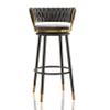 LaseVe Bar Stools Swivel Bar Stools with Woven Back Set of 1/2/3/4, Counter Height Stools for Kitchen, Grey Velvet Seat, Black Metal Legs, Seat Height 65/75cm view 1