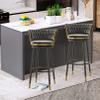 LaseVe Bar Stools Swivel Bar Stools with Woven Back Set of 1/2/3/4, Counter Height Stools for Kitchen, Grey Velvet Seat, Black Metal Legs, Seat Height 65/75cm view 2