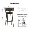 LaseVe Bar Stools Swivel Bar Stools with Woven Back Set of 1/2/3/4, Counter Height Stools for Kitchen, Grey Velvet Seat, Black Metal Legs, Seat Height 65/75cm view 3