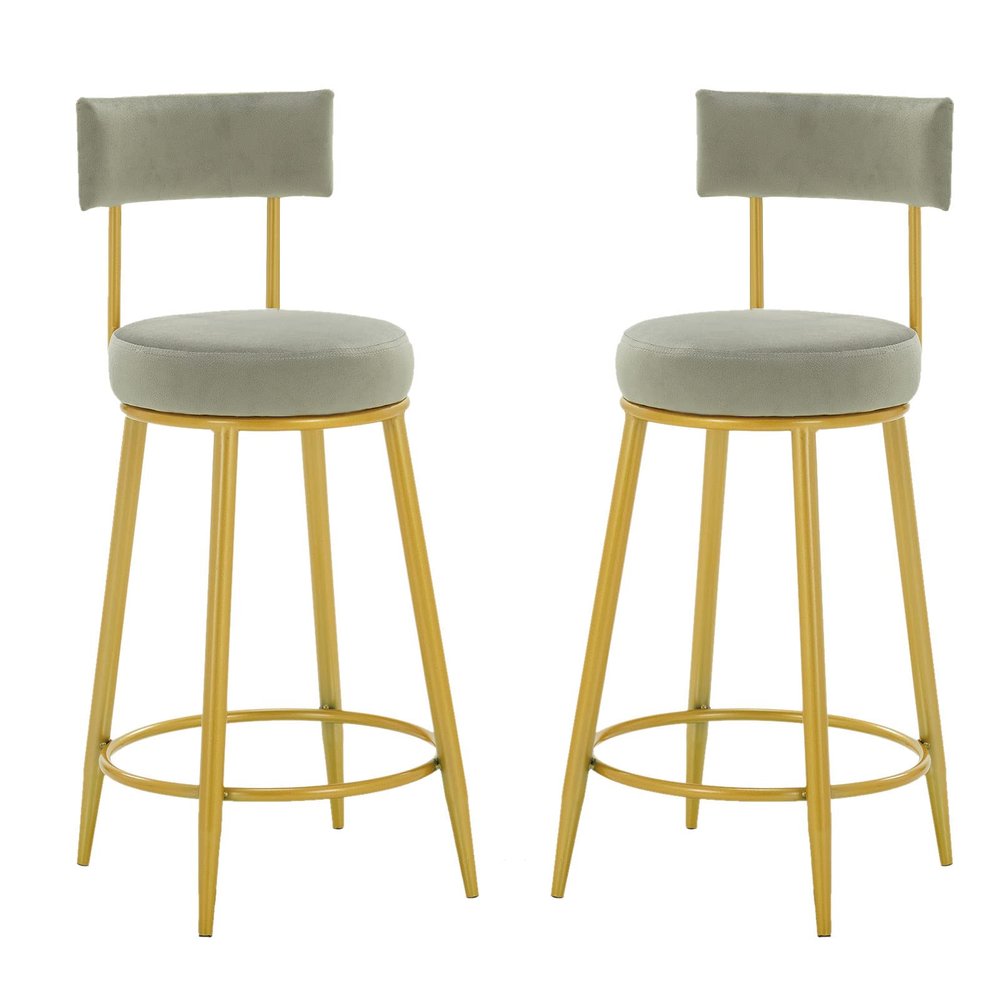 LaseVe Bar Stools Bar Stools Dining Chair Bar Stools Set of 2 with Velvet Covered Backrest and Metal Footrest for Breakfast Bar Counter Kitchen and Home for Kitchen Island