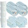 Snowman Birthday Party Supplies - Blue Snowflake Winter Party Set - Boy Birthday Supplies - Winter Paper Plates - Tableware Set Plates Napkins Cups Kit for 16 view 1