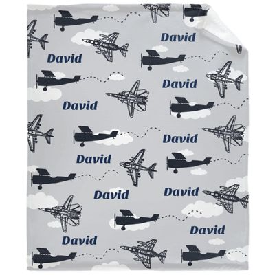 Custom Airplane Baby Blanket Soft Flannel Fuzzy Warm Plush Lightweight Throw for Bed Couch Sofa Camping Good Gift for Kid Boy Girl Teen 60''x 80'' for Adult