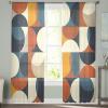 Victoroes Mid Century Sheer Curtains 96 Inches Long, Navy Blue Gray Color Block Abstract Geometry Window Treatment Panels Rod Pocke Curtain Voile Drapes for Bedroom/Living Room Each 52" W x 96" L view 3