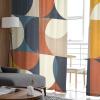 Victoroes Mid Century Sheer Curtains 96 Inches Long, Navy Blue Gray Color Block Abstract Geometry Window Treatment Panels Rod Pocke Curtain Voile Drapes for Bedroom/Living Room Each 52" W x 96" L view 4