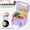 AIJIEKE Lunch Box Insulated Lunch Bag, Large Leakproof Double Deck Lunch Tote for Work, Double Layer, Adult Reusable, For Picnic, Beach, Meal Prep Dual Compartment Lunch Bags, Purple view 2