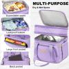AIJIEKE Lunch Box Insulated Lunch Bag, Large Leakproof Double Deck Lunch Tote for Work, Double Layer, Adult Reusable, For Picnic, Beach, Meal Prep Dual Compartment Lunch Bags, Purple view 3