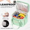 AIJIEKE Lunch Box Insulated Lunch Bag, Large Leakproof Double Deck Lunch Tote for Work, Double Layer, Adult Reusable, For Picnic, Beach, Meal Prep Dual Compartment Lunch Bags, Green view 2