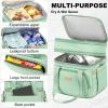 AIJIEKE Lunch Box Insulated Lunch Bag, Large Leakproof Double Deck Lunch Tote for Work, Double Layer, Adult Reusable, For Picnic, Beach, Meal Prep Dual Compartment Lunch Bags, Green view 3