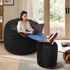 American Century Home Memory Foam Bean Bag Chair, Oversized Sofa for Adults, Teens & Kids, Removable Velvet Cover, Ultra Comfortable for Gaming, Bedroom, Living Room, or Dorm(Black, 4ft w/Footstool) view 1