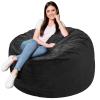 American Century Home Memory Foam Bean Bag Chair, Oversized Sofa for Adults, Teens & Kids, Removable Velvet Cover, Ultra Comfortable for Gaming, Bedroom, Living Room, or Dorm(Black, 4ft w/Footstool) view 3