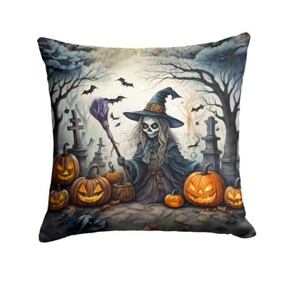 Caroline's Treasures DAC2282PW1414 Witch Spooky Halloween Throw Pillow Machine Washable, Indoor Outdoor Decorative Pillow for Couch, Bed or Patio, 14Hx14W
