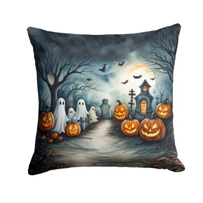 Caroline's Treasures DAC2273PW1818 Ghosts Spooky Halloween Throw Pillow Machine Washable, Indoor Outdoor Decorative Pillow for Couch, Bed or Patio, 18Hx18W