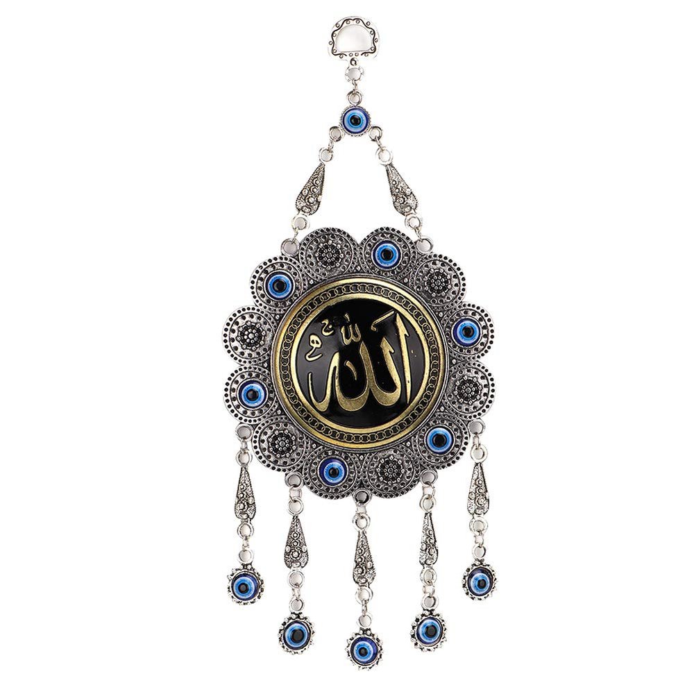 Blue Evil Eye Blessing Amulet Wall Hanging, Islamic for and Good Luck, Handmade Islamic Decor