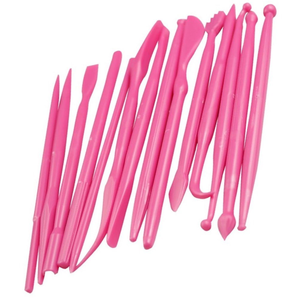 HAKIDZEL 14pcs Cake Decorating Tools Fondant Cake Carving Kit for Sugar Flower Sculpture Essential Baking Molds Safe for Ovens Freezers Rosy