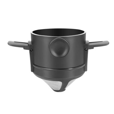 Portable Foldable Coffee Filter Stainless Steel Easy Clean Reusable Coffee Funnel Pour Over Coffee Dripper Coffee Accessories (Color : Black)