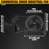 Caterpillar fan 18-Blade High-Velocity Drum Fan Heavy Duty Industrial Grade (Black, 2-in-1): 3,400 CFM, 4-Speed, 360 Degree Adjustable Drum Head, Dual Ball Bearing Motor with Die-Cast Cover view 2