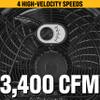 Caterpillar fan 18-Blade High-Velocity Drum Fan Heavy Duty Industrial Grade (Black, 2-in-1): 3,400 CFM, 4-Speed, 360 Degree Adjustable Drum Head, Dual Ball Bearing Motor with Die-Cast Cover view 3