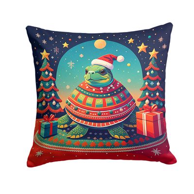 Caroline's Treasures DAC1208PW1818 Turtle Christmas Fabric Decorative Pillow Machine Washable, Indoor Outdoor Decorative Pillow for Couch, Bed or Patio, 18Hx18W
