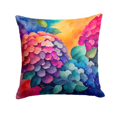 Caroline's Treasures DAC1964PW1818 Colorful Hydrangeas Fabric Decorative Pillow Machine Washable, Indoor Outdoor Decorative Pillow for Couch, Bed or Patio, 18Hx18W