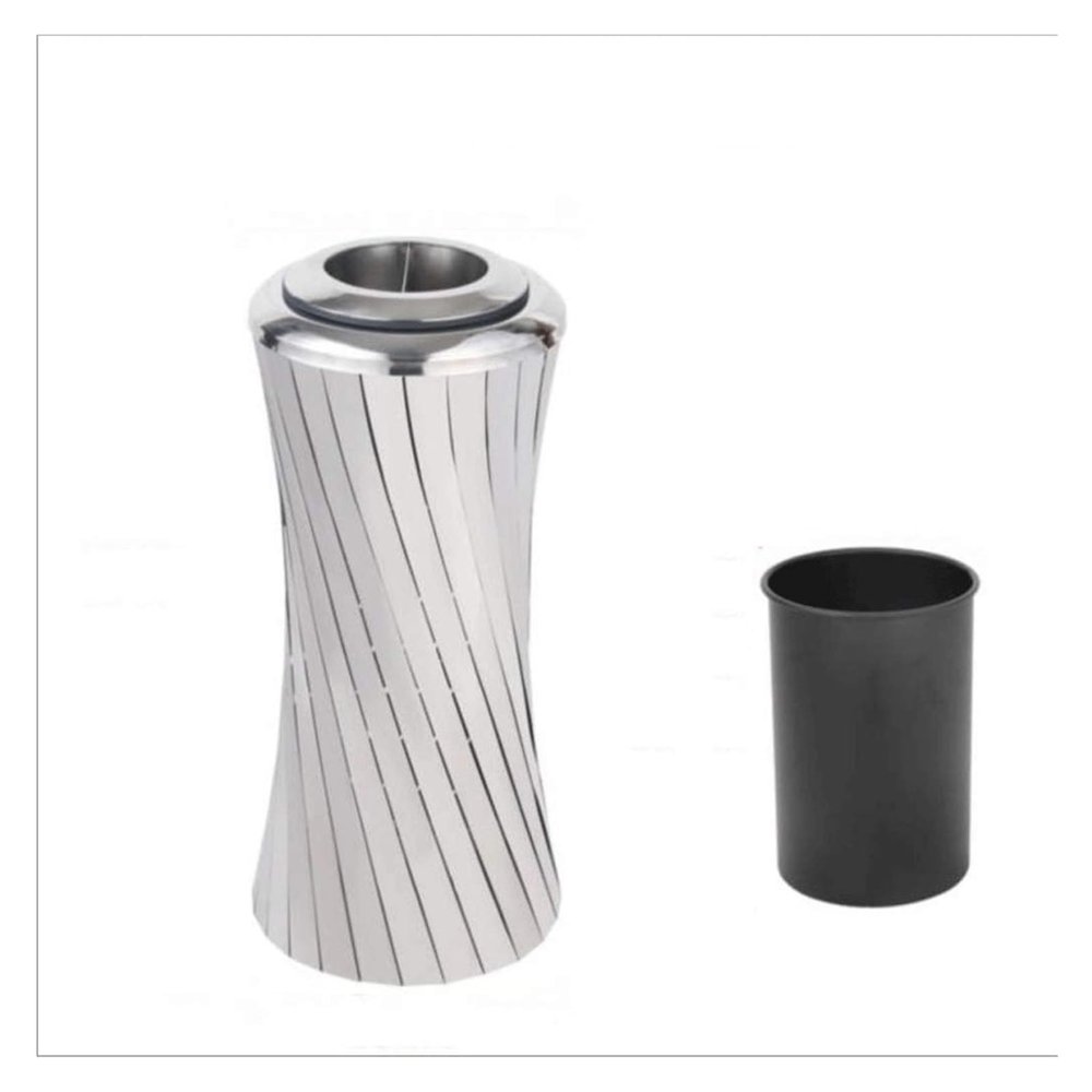 ATMRC Trash Cans Garbage Cans Outdoor Stainless Steel Trash Bin,Cylindrical Small Waist Waste Bin,1.5 Gallon Capacity,Removable Top Cover Outdoors and Home