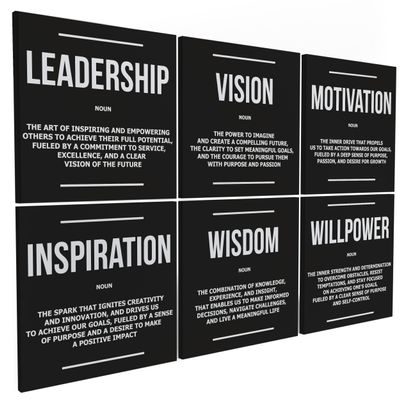 6X Motivational canvas, wall art for bedroom and office, inspirational black and white canvas poster, motivational poster set, decor bundle for home, wall pictures for living room (6x - 8 x 8 in)