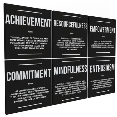6X Motivational canvas, wall art for bedroom and office, inspirational black and white canvas poster, motivational poster set, decor bundle for home, wall pictures for living room (6x - 30 X 30 in)