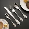 24 Piece Silverware Set Service for 6,court Retro Steel Flatware Set,Mirror Polished Cutlery Utensil Set,Durable Home Kitchen Eating Tableware Set,Include Fork Knife Spoon Set,Dishwasher Safe view 1