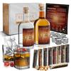 Illumive Whiskey Infusion Kit Deluxe Whiskey Gift Set with 2 Glasses, 2 Customizable Bottles, 6 Whiskey Stones, 3 Wood Chips & Botanicals Create Your Own Flavors for Whiskey Lovers view 1