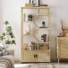 Mesnt Bookcase Shelf, Bookshelf 7 Tiers Bookcases Storage Rack with Cabinet for Living Room Home Office, Natural, 39.4'' W x 13.8'' D x 75.6'' H. view 1