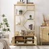 Mesnt Bookcase Shelf, Bookshelf 7 Tiers Bookcases Storage Rack with Cabinet for Living Room Home Office, Natural, 39.4'' W x 13.8'' D x 75.6'' H. view 4