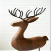 Carved Wood and Iron Reindeer on Bases view 2