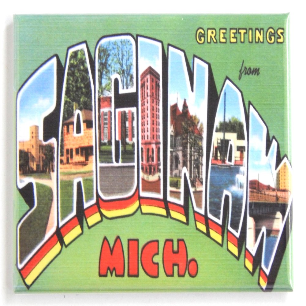 Greetings from Saginaw Michigan Fridge Magnet (Style A) (1.75 x 2.75 inches)