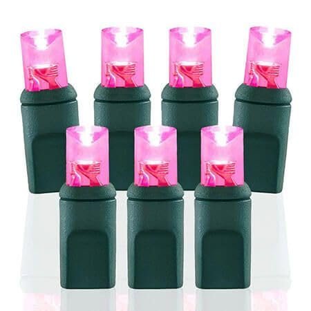 Pro Christmas LED Christmas Lights  70 Count Wide Angle Conical String Lights  Professional Grade Indoor/Outdoor Commercial Holiday Light Set for Trees, Bushes, & Dcor  Pink