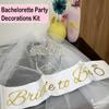 JETKONG 3 Pcs Bachelorette Party Decorations Bridal Shower Crown, Bride to Be Sash&Veil for Women Bachelorette Party Gifts, Bachelorette Party Supplies, Gifts, Favors (Silver) view 4
