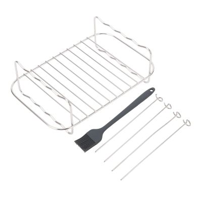 Tyenaza Air Fryer Rack, Rectangle Stainless Steel Fryer Rack Dehydrator Racks Multi Layer Rack Double Basket Fryers Accessories for Foodi DZ201 401