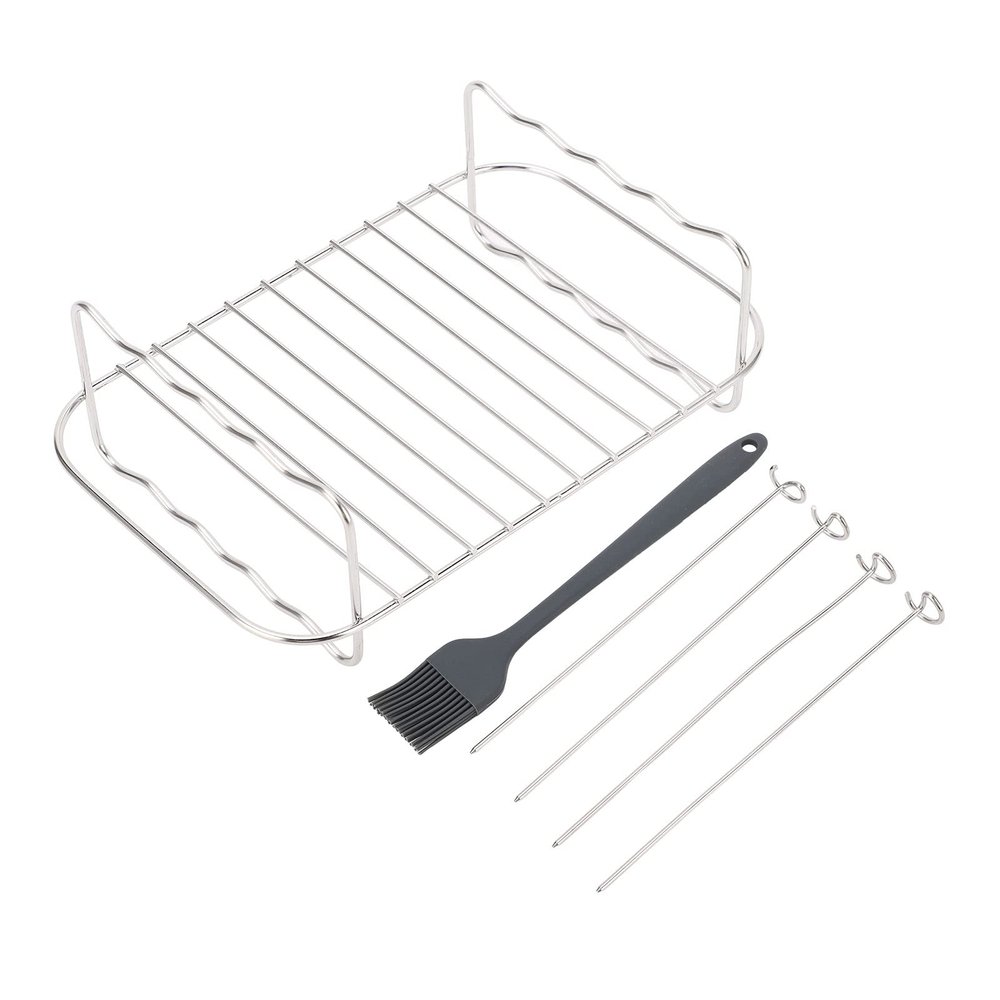 Tyenaza Air Fryer Rack, Rectangle Stainless Steel Fryer Rack Dehydrator Racks Multi Layer Rack Double Basket Fryers Accessories for Foodi DZ201 401
