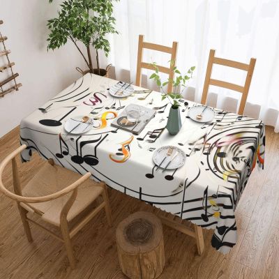 LZQPOEAS Music Notes Print Tablecloth Waterproof Table Cloth for Kitchen Rectangular Table Cover Wipe Clean Dinning Decoration Tabletop Covers for Picnic Outdoor Wedding 183x137cm