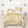 Glitter Leopard Print Comforter Set for King Size Bed Women Gold Cheetah Print Kids Bedding Set for Girls Boys Teens Children Animal Skin Print Duvet Insert Bedroom Room Decor 3Pcs view 1