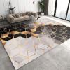 Area Rugs 4x6ft, Abstract Honeycomb Gradient Black and Gray Marble Living Room Rug, Light Luxury with Several Irregular Golden Lines Indoor Decor Carpet, for Kids Boys Girls Game Room view 1