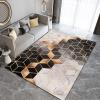 Area Rugs 4x6ft, Abstract Honeycomb Gradient Black and Gray Marble Living Room Rug, Light Luxury with Several Irregular Golden Lines Indoor Decor Carpet, for Kids Boys Girls Game Room view 3