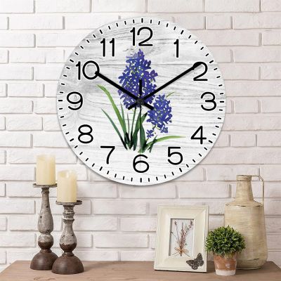 COCOKEN Bluebonnets Wall Clock Motivational Quote Round Clock 12 Inch Large Wall Clocks Battery Operated Rustic Home Decor for Home Kitchen Office School Bathroom