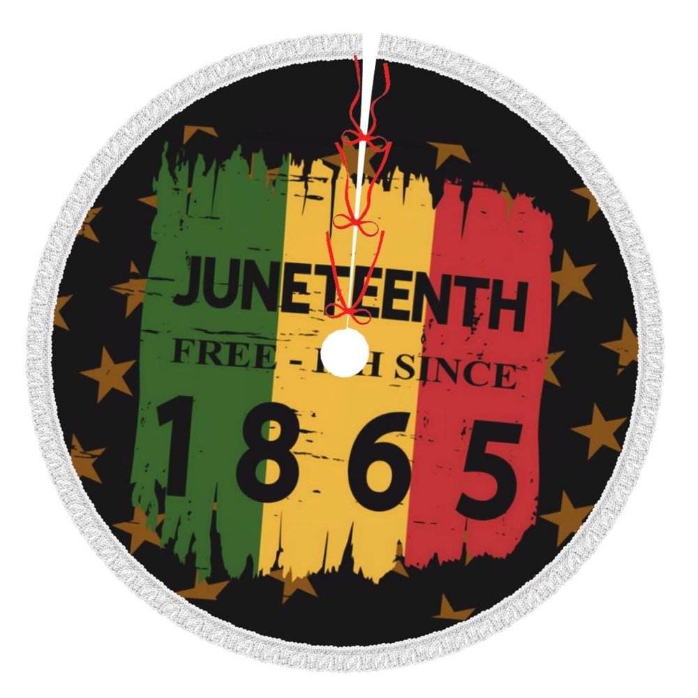 Christmas Tree Skirt with Tassel Juneteenth is My Independence Day Xmas Halloween New Year Party Decor Tree Skirt 36"