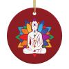 Buddha Chakra Meditation Christmas Ornaments, Ceremic Ornaments Round Porcelain Ornament Christmas Tree Office Home Decoration Xmas Souvenirs view 1