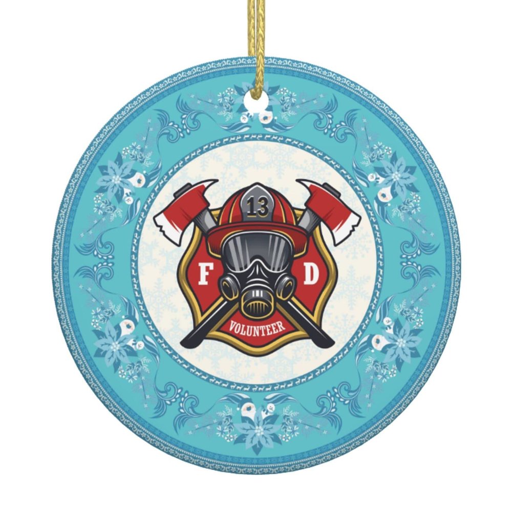 Firefighter Christmas Ornaments, Ceremic Ornaments Round Porcelain Ornament Christmas Tree Office Home Decoration Xmas Souvenirs